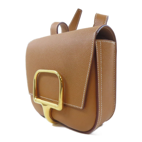 HERMES GHW Mini Della Caralleria Shoulder Bag Epsom Leather Gold/Brown