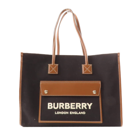 BURBERRY SHW Freya Tote Bag 8055747 Canvas Black/Brown
