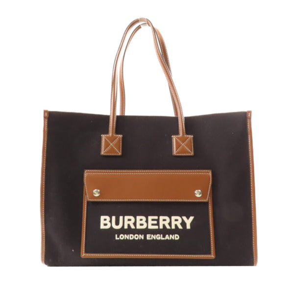 BURBERRY SHW Freya Tote Bag 8055747 Canvas Black/Brown