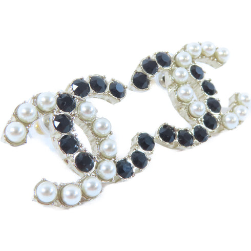 CHANEL CC Earrings Metal Gold/Black/White