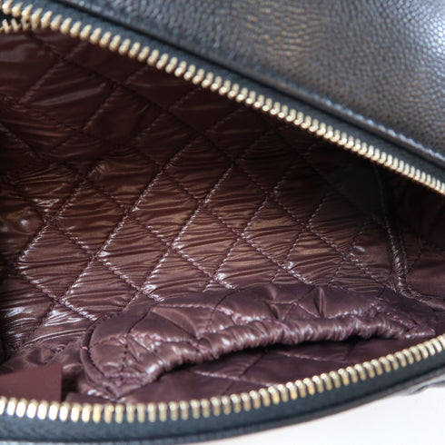 CHANEL Quilted CC GHW Cosmetic Pouch Caviar Leather Black