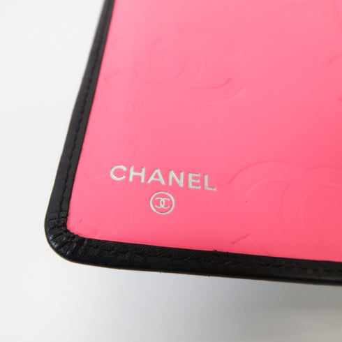 CHANEL Quilted CC SHW Cambon Line Long Wallet Calfskin Letaher Black