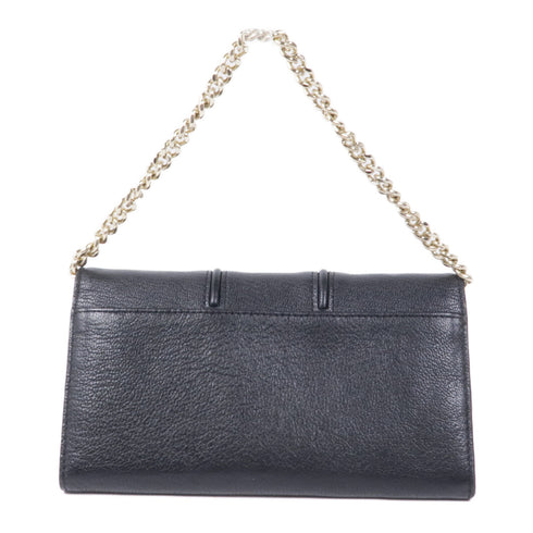 Kate Spade GHW Wallet On Chain Calfskin Leather Black