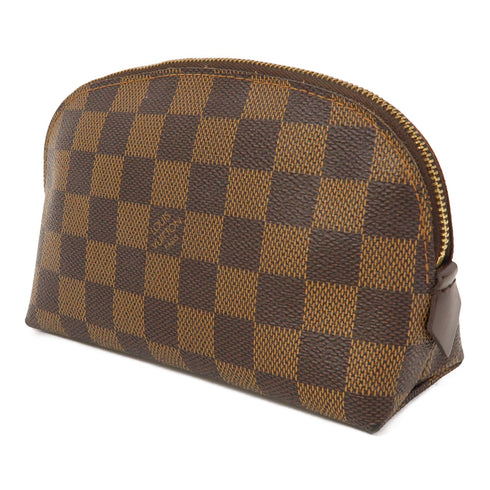 LOUIS VUITTON LV GHW Cosmetic Pouch PM Clutch N47516 Damier Ebene Brown