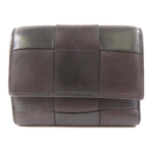 BOTTEGA VENETA BV GHW Fold Wallet Lambskin Leather Black Brown