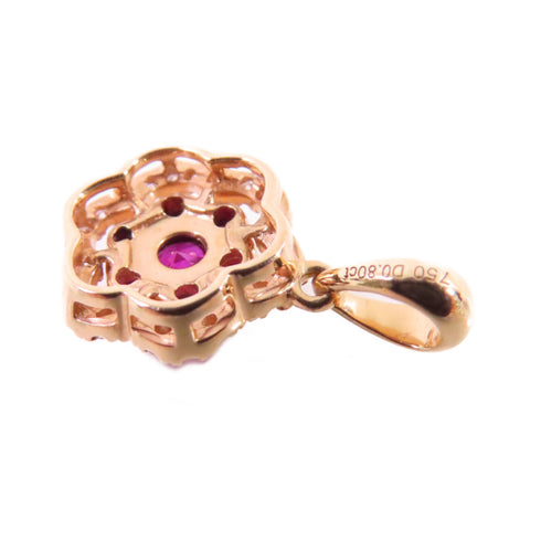 Jewelry Ruby 0.8ct Diamond Pendant Top 18K Rose Gold