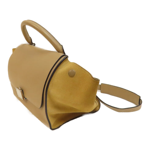 CELINE SHW Trapeze 2Way Shoulder Hand Bag Calfskin Leather Beige