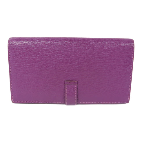 HERMES GHW Bearn Long Wallet Chevre Leather Amethyst Purple