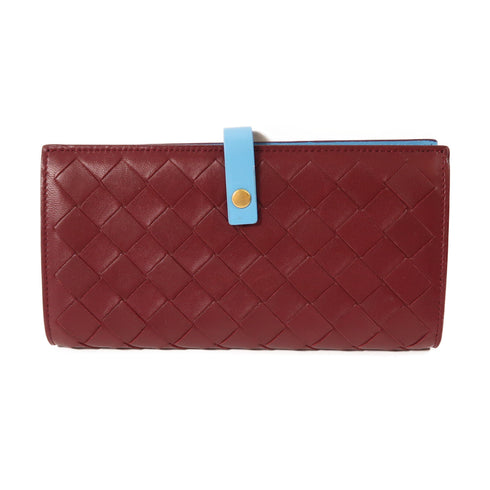 BOTTEGA VENETA BV GHW Wallet Long Calfskin Leather Red/Blue