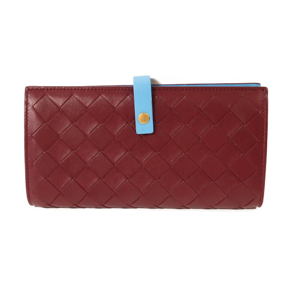 BOTTEGA VENETA BV GHW Wallet Long Calfskin Leather Red/Blue