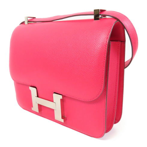 HERMES PHW Constance 24 Shoulder Bag Veau Epsom Leather Pink