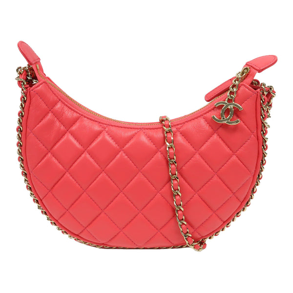 CHANEL Quilted CC GHW Moon Bag Shoulder Bag AS3917 Lambskin Leather Pink