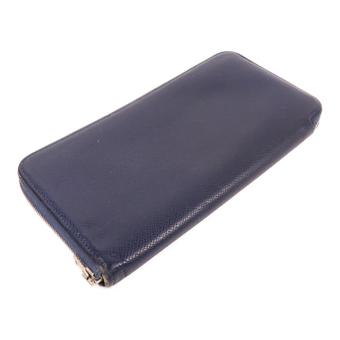 HERMES PHW Silk Wallet Epsom Leather Navy