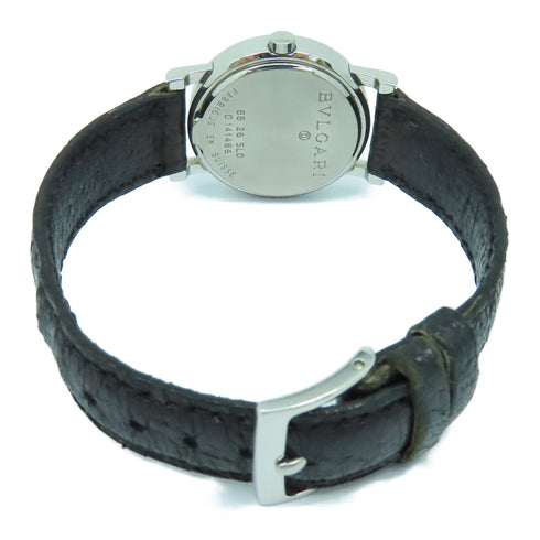 BVLGARI Solotempo Quartz Watch Leather Belt Stainless Steel Black