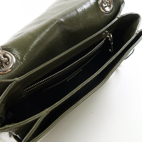 Miu Miu SHW Chain Shoulder Bag Sbd015 Calfskin Leather Dark Green