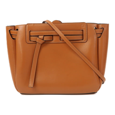 LOEWE GHW Mini Lazo 2way Shoulder Hand Bag Calfskin Leather Brown