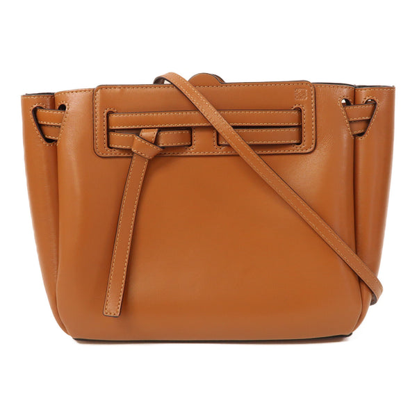 LOEWE GHW Mini Lazo 2way Shoulder Hand Bag Calfskin Leather Brown