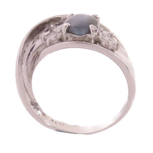 Fine Jewelry 1.457ct Cat Eye 0.15ct Diamond Ring US#6.75 PT900 Platinum