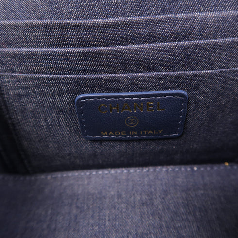 CHANEL CC GHW Vanity Case Chain Shoulder Bag Lambskin Leather Grey