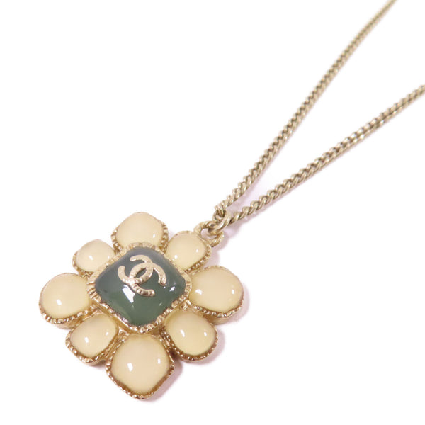 CHANEL CC GHW Necklace A15/C Metal Gold/Geen