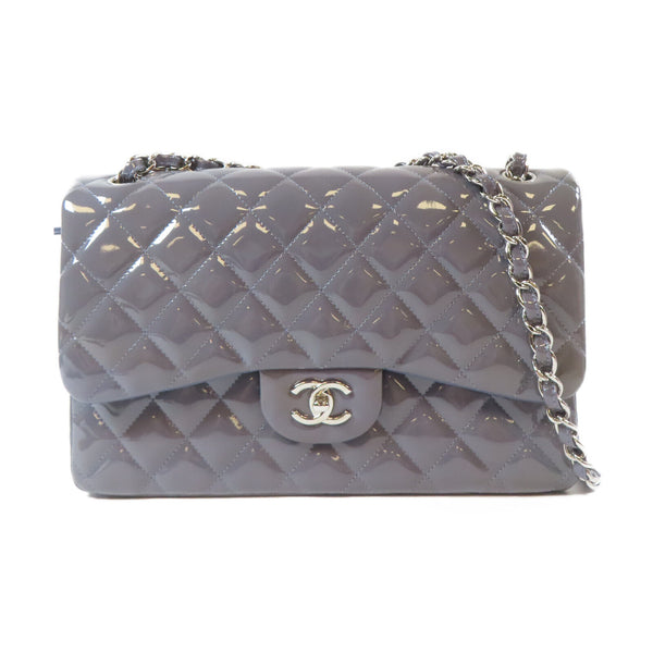 CHANEL Quilted CC SHW Classic Shoulder Bag Patent Leather Purple