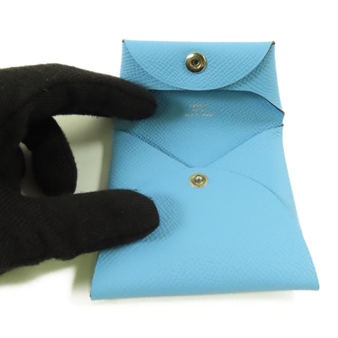 HERMES PHW Bastia Coin Purse Epsom Leather Celeste Blue