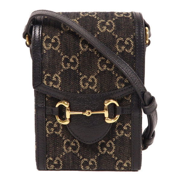 GUCCI GG GHW Horsebit 1955 Mini Shoulder Bag 625615 Canvas Navy