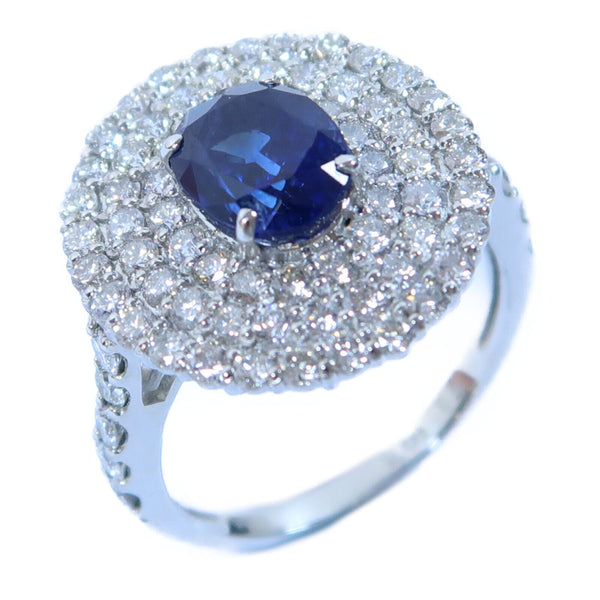Fine Jewelry 2.03ct Sapphire 1.53ct Diamond Ring US#6 6.2g PT900 Platinum