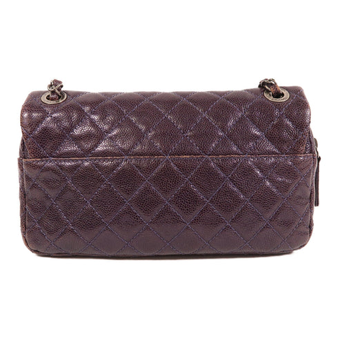 CHANEL CC Chain Shoulder Bag Calfskin Leather Purple