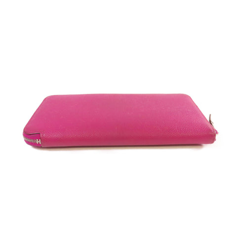HERMES PHW Azap Silk'In Zipper Long Wallet Epsom Leather L3 Rose Pourpre