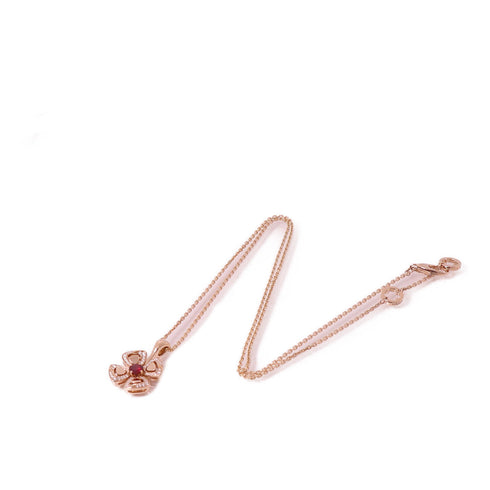 BVLGARI Fiorever Necklace 358428 18K Pink Gold/Diamond/Ruby Red