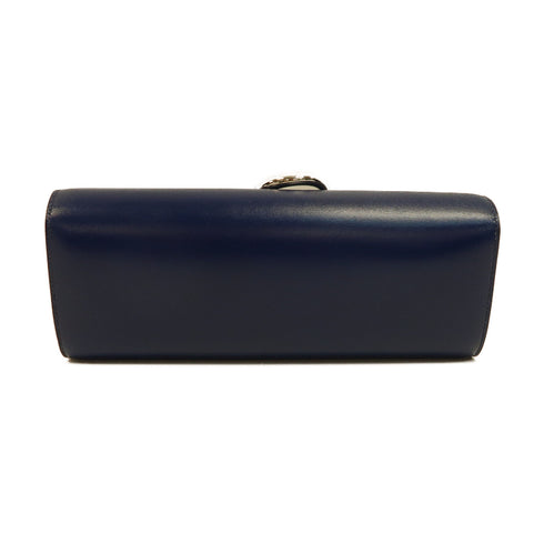 HERMES PHW Egee Clutch Bag Pouch Tadelake Leather Stamp R Bleu Saphir Blue