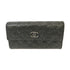 CHANEL Quilted CC SHW Long Wallet Canvas Silver