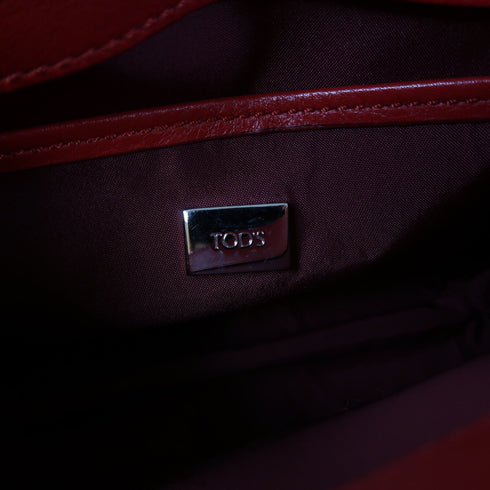 TOD'S SHW Chain Shoulder Bag Calfskin Leather Red