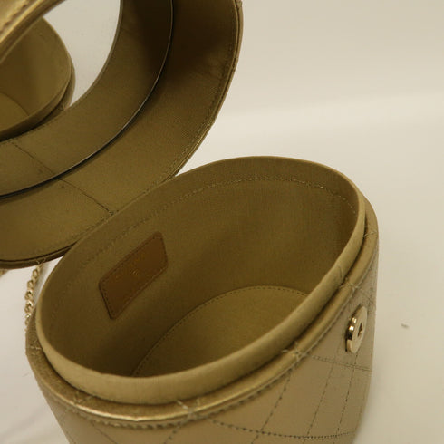 CHANEL Quilted CC GHW Chain Shoulder Bag Calfskin Leather Gold Color