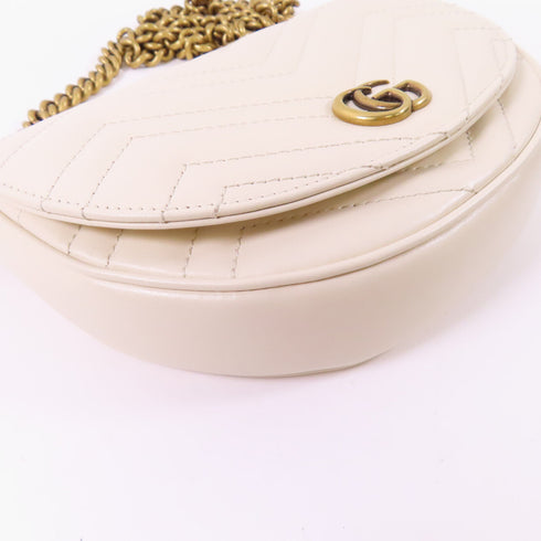 GUCCI GG GHW GG Marmont Chain Shoulder Bag 746431 Calfskin Leather White