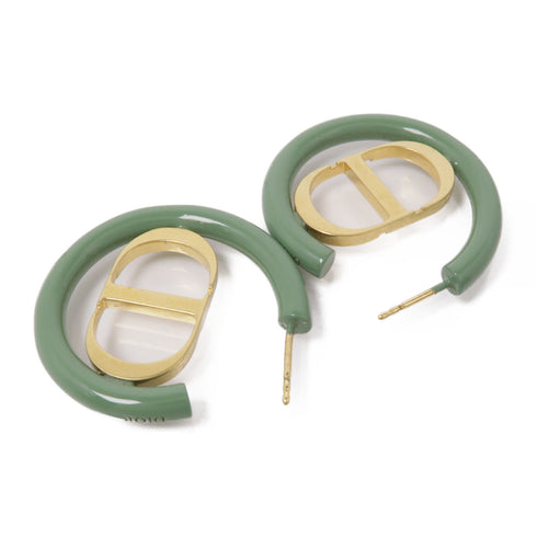 Christian Dior CD Earrings Metal/PVC Green/Gold