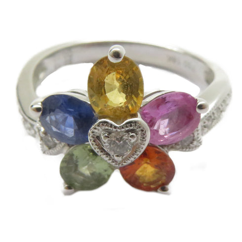 FINE JEWELRY Topaz/0.12ct Diamond Ring 18K White Gold US#6.5