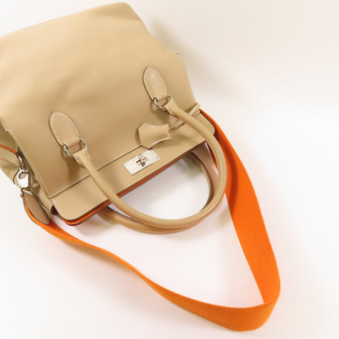 HERMES PHW Toolbox 26 2 Way Shoulder Bag Swift Leather Argile Beige