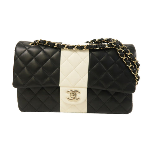 CHANEL Quilted CC GHW Classic 25 Chain Shoulder Bag A01112 Lambskin Black/White