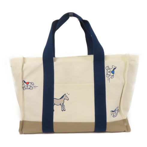 HERMES PHW Adada Tote Bag Canvas White