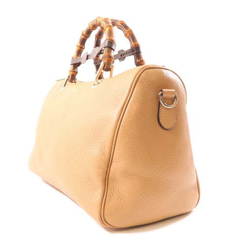 GUCCI GG GHW 2 Way Shoulder Bag Handbag Calfskin Leather Bamboo