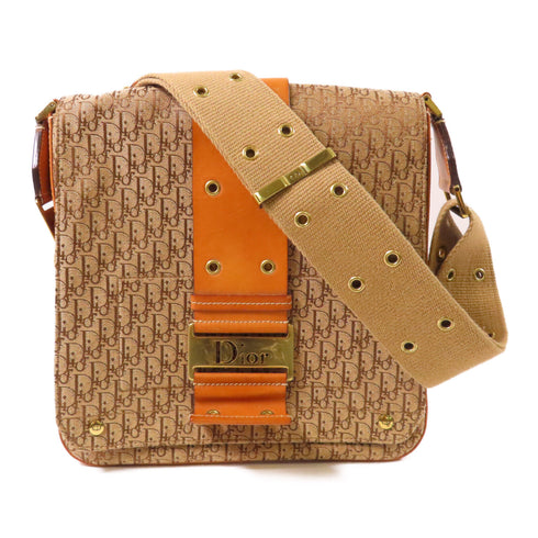 Christian Dior CD GHW Shoulder Bag Canvas Brown