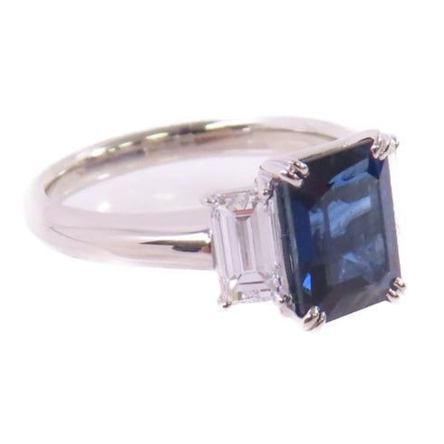 FINE JEWELRY 4.35ct Sapphire 0.86ct Diamond Ring US#6 PT900 Platinum