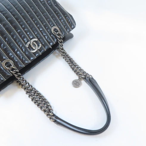 CHANEL CC SHW Chain Shoulder Bag Calfskin Leather Black v2