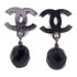 CHANEL CC Earrings Accessories PVC Metal Silver Black
