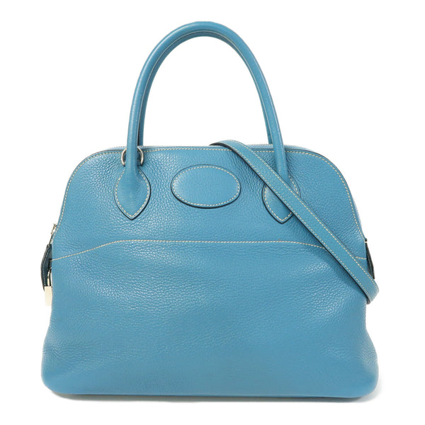 HERMES PHW Bolide 31 2 Way Shoulder Bag Clemence Leather Blue Jean