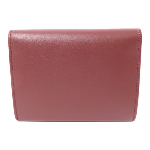 CARTIER GHW Card Case Calfskin Leather Bordeaux Color