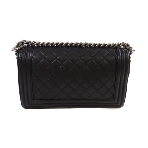 CHANEL Quilted SHW CC Le Boy 25 Chain Shoulder Bag Calfskin Leather A90423 Black