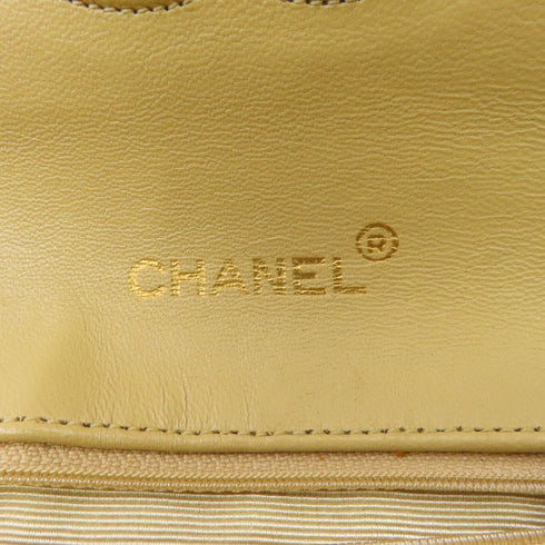 CHANEL Quilted CC GHW Vintage Chain Shoulder Bag Calfskin Leather Beige
